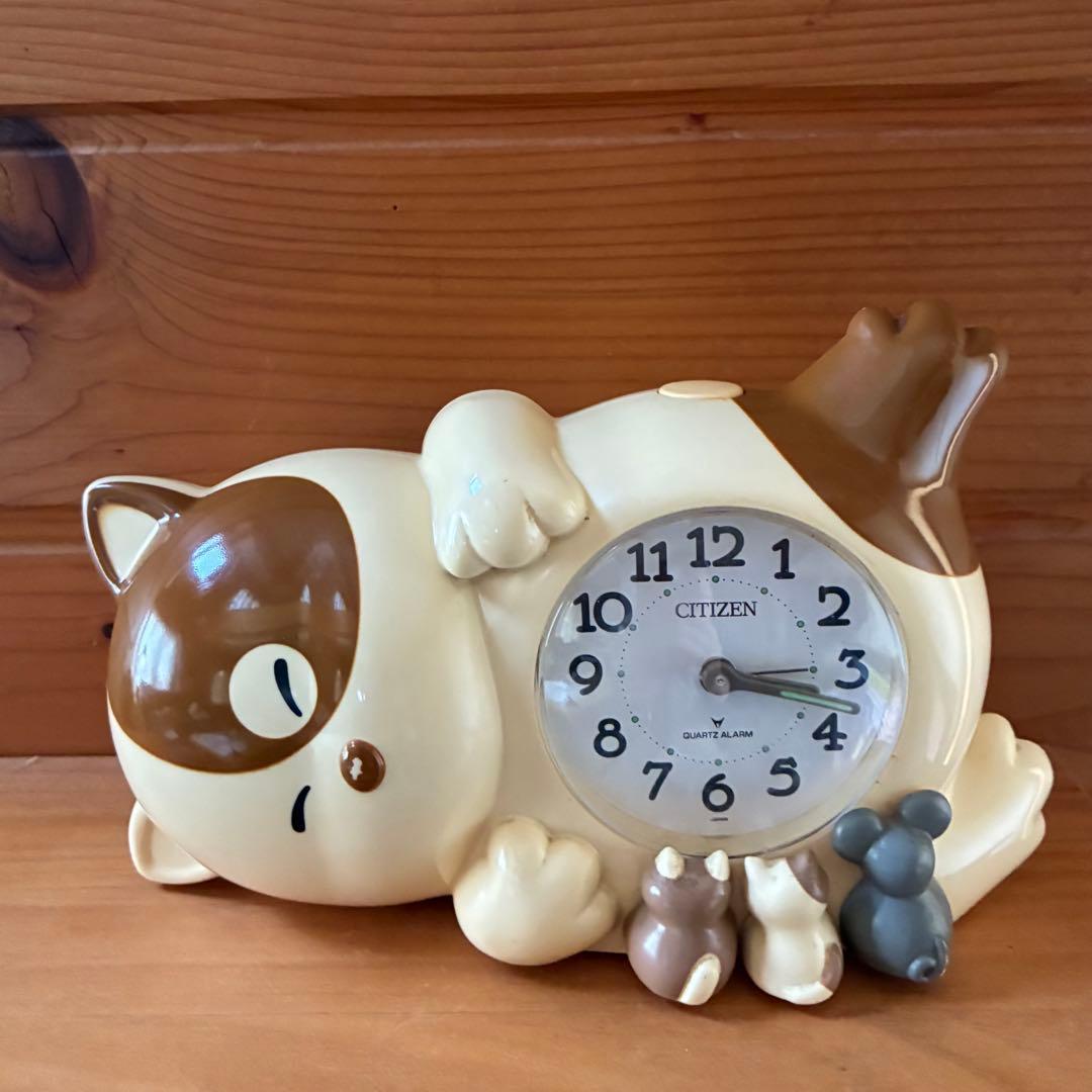 CITIZEN にゃんチューねこリズム時計 目覚まし時計 当時物 希少 レトロ