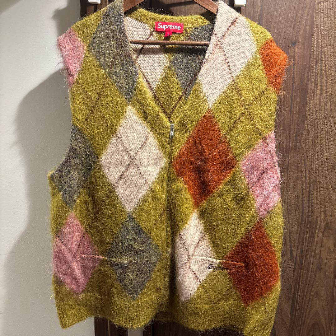 トップス Supreme Brushed Argyle Zip Up Vest XL 24SS Week1 立ち上げ Supreme BRUSHED ARGYLE ZIP UP VEST (Supreme