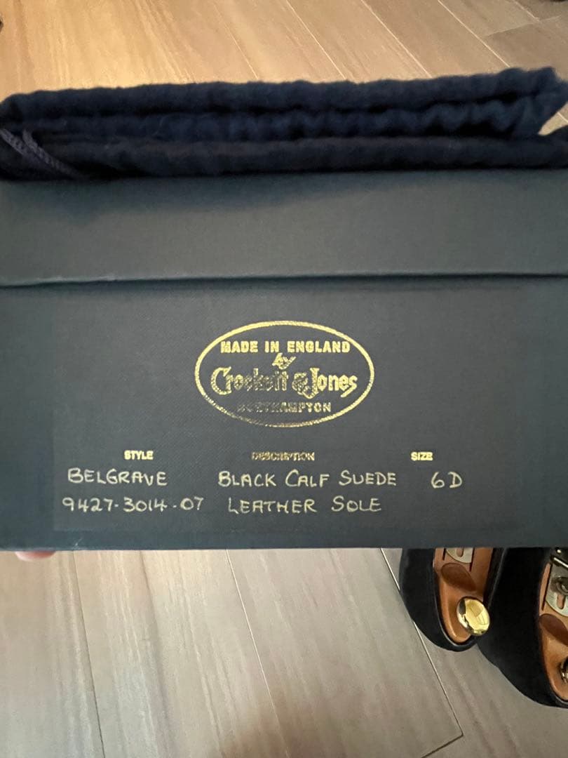 6Dクロケット＆ジョーンズ BELGRAVE 黒スエード ダイナイトソール
