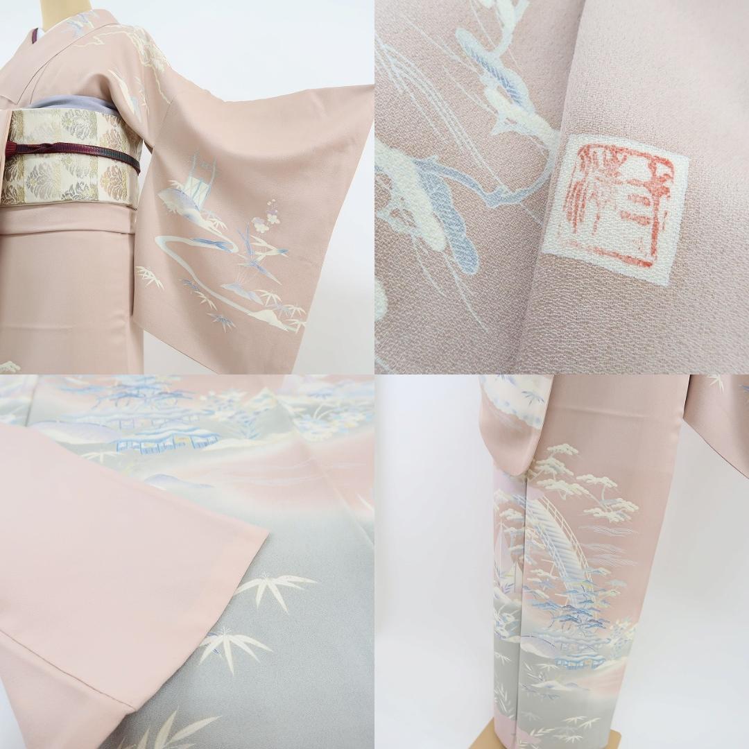 ☆Y-489◇正絹 作家物落款 一つ紋 手縫い仕立て 訪問着 着物 - メルカリ