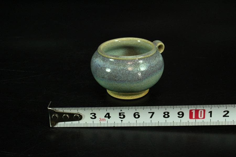中国美術 鈞窯 鳥餌器 φ6cm 希少 文房具筆洗伝来(K-YC352)