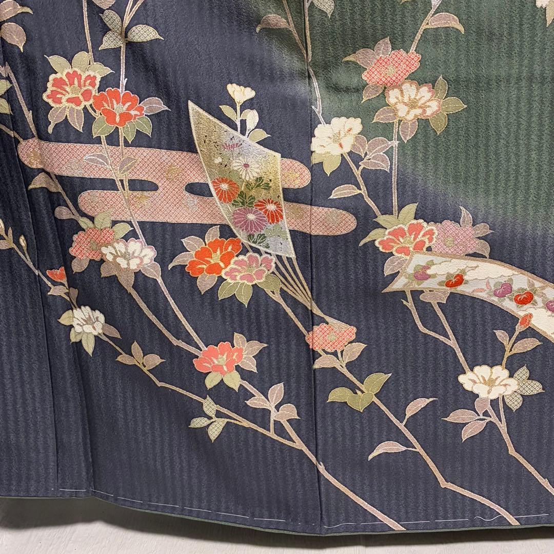 D233 訪問着 枝垂れ桜 金彩 正絹 着物 袷 しつけ糸付き未使用極美品