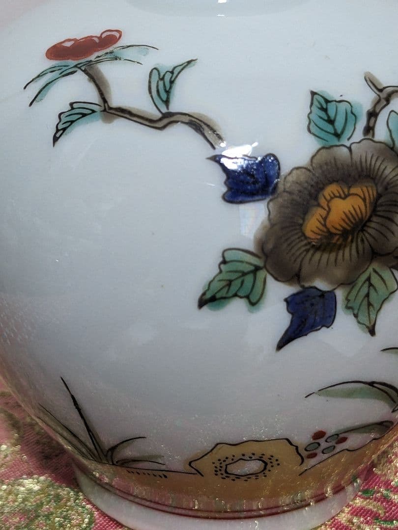 ♢11代酒井田柿右衛門 岩牡丹文様壺小壺 明治時代