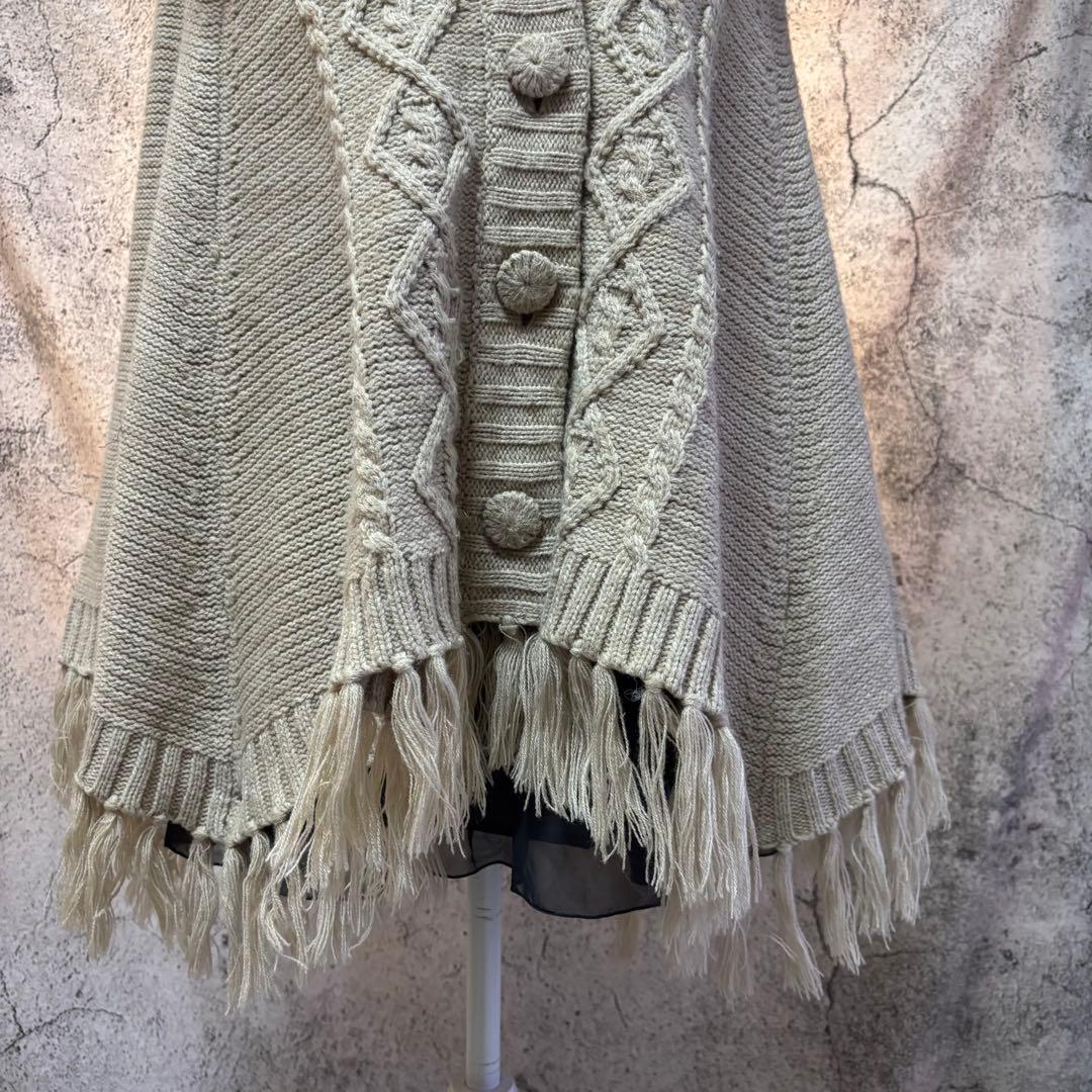 y2k 00s 森ガール ニットポンチョ スカート 2点セット ファー フリンジ