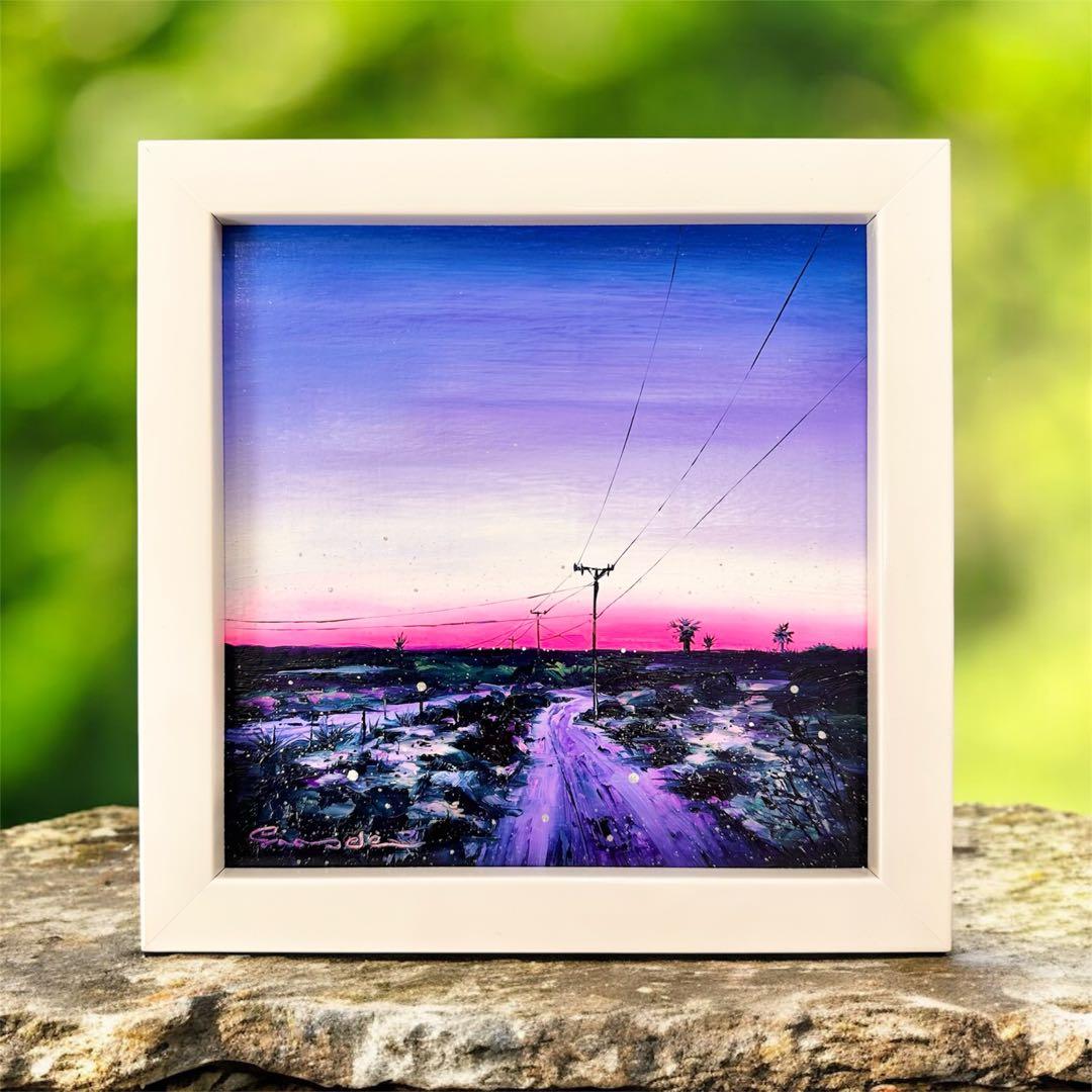 Mysterious Road」アート 絵画 夕日 夕焼け ピンク 幻想 風景-ご購入