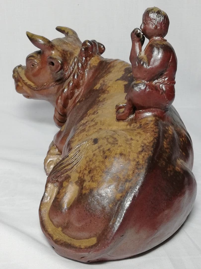 小野田瑞穂 備前焼 干支置物「丑」 共箱栞 縁起物 牛 丑年 工芸品 細工