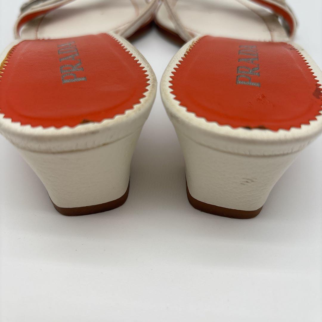 プラダ リボンデザインバイカラー ミュール サイズ35 1/2 22.5㎝相当