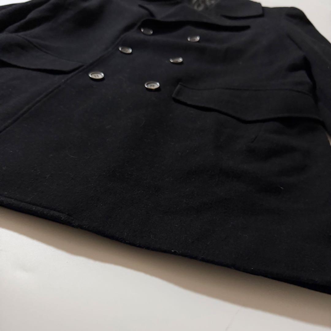 90s初期✨ヨウジヤマモト LQ ウールピーコート ブラック L ダブル
