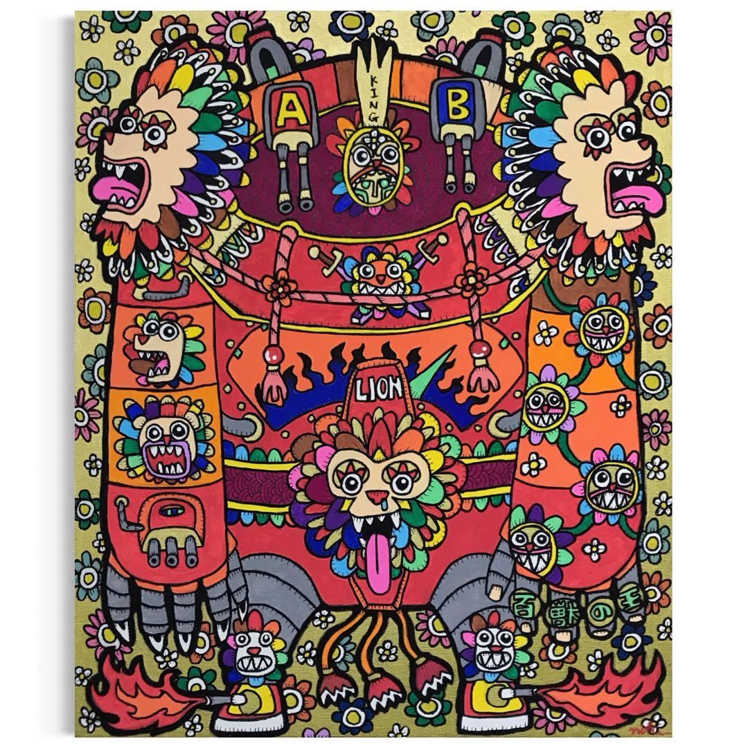 絵画　アート　原画　インテリア　花　ライオン　動物　カラフル　ロボット　赤　金 楽天市場】ライオン 動物 カラフルのインテリア用アートパネル