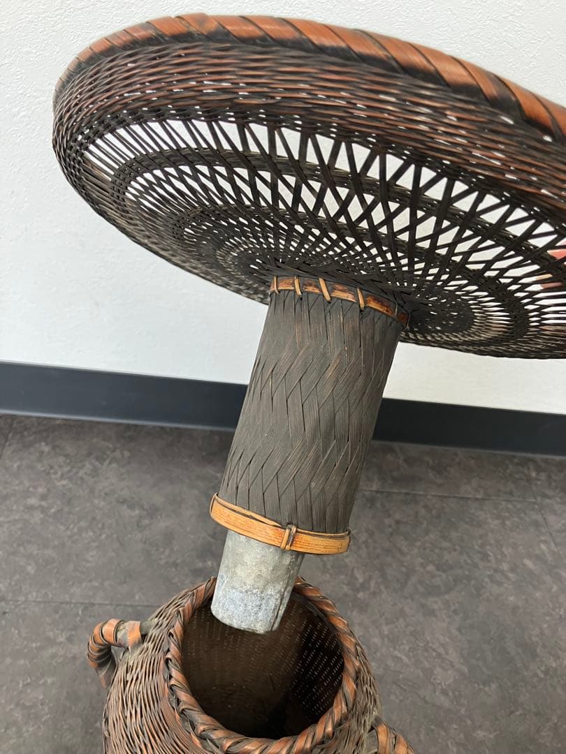 値下げ！古美術 生花 竹籠 花籠 唐物 花器 三足 古道具 籐