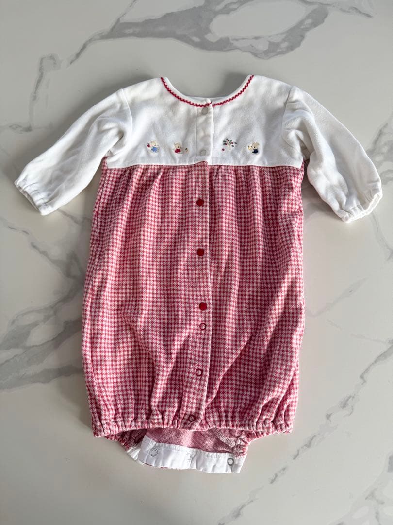 ファミリア familiar チェック柄ロンパース 50-60cm - メルカリ