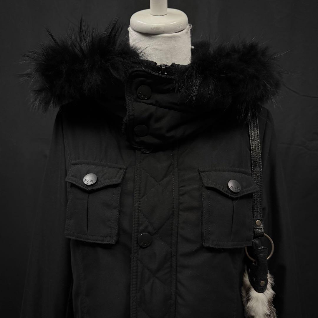 平成ギャル y2kグランジ ダークコア リアルファー付き モッズコート N