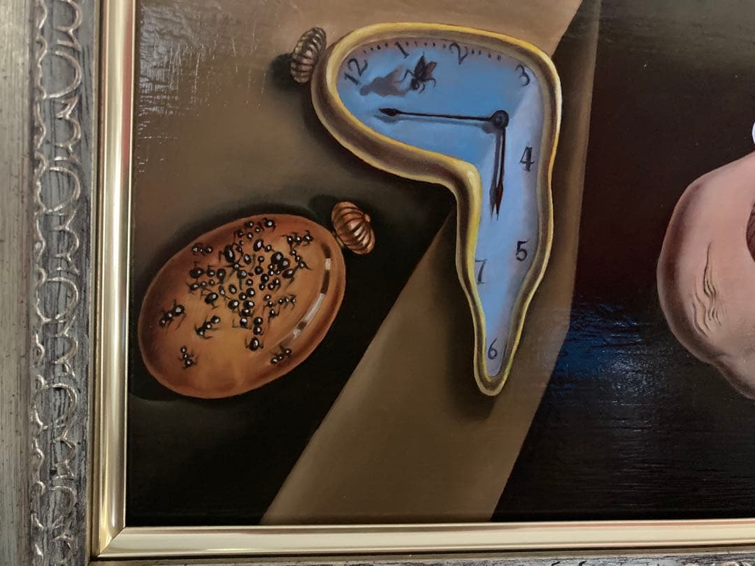 模写；ダリ「記憶の固執」F6号 油彩肉筆画