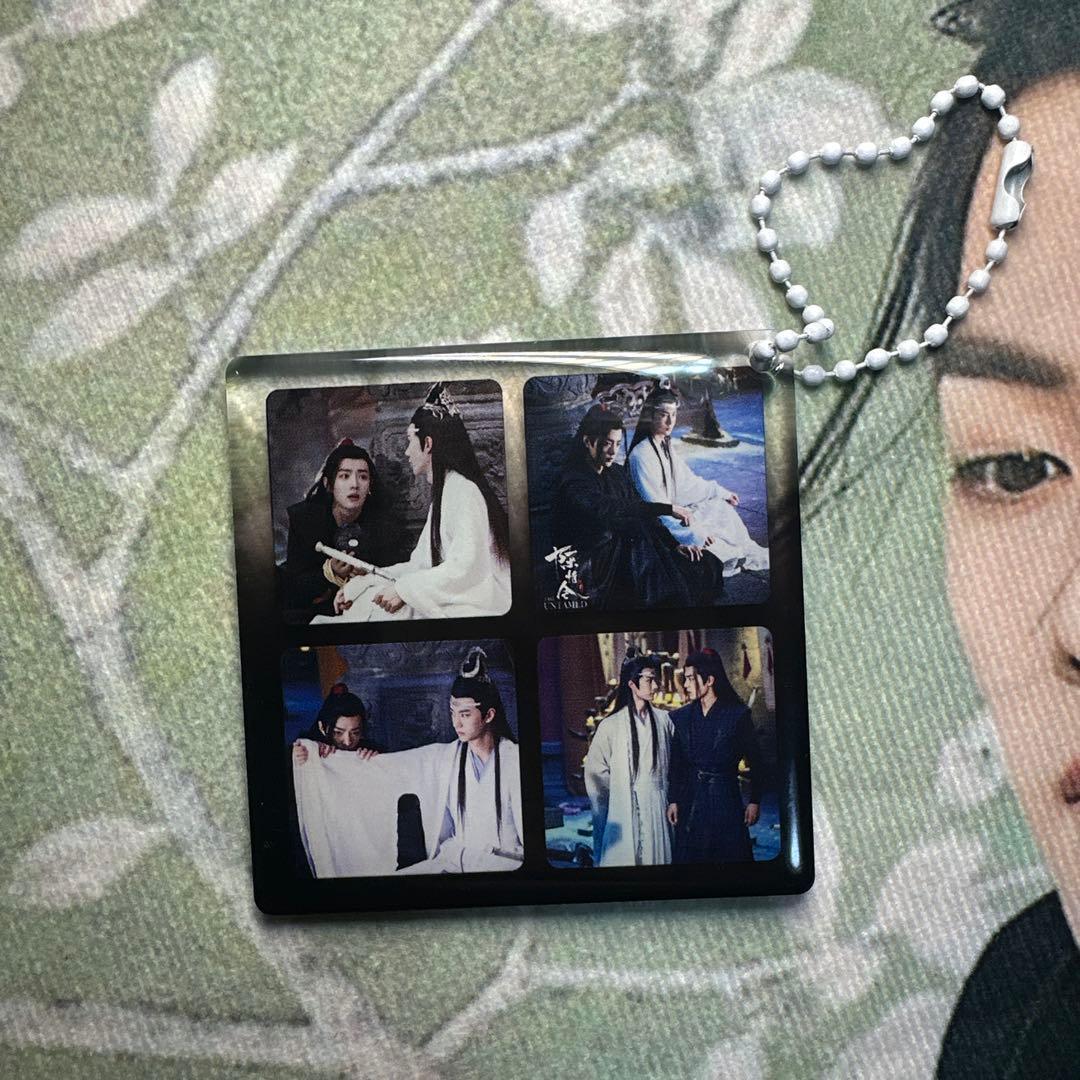 肖戦 王一博 新作 レジン 四宫格 両面で違う絵柄 キーホルダー0223②