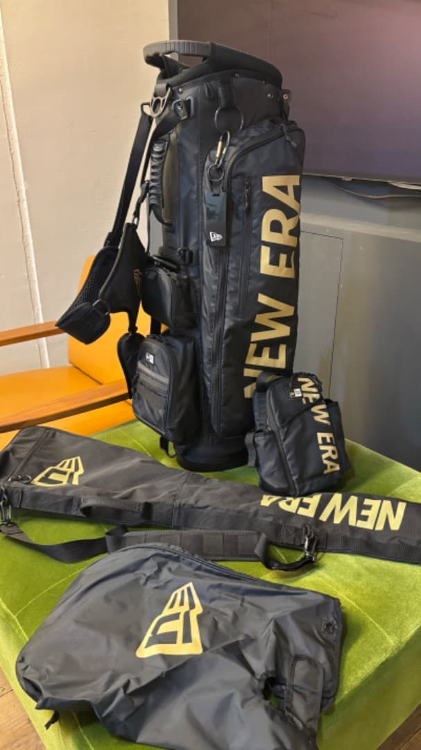 希少美品 NEW ERA ブラックゴールド スタンドキャディバッグ+レンジケース Amazon | [ニューエラ] キャディーバッグ GF CART CADDIE BAG BLACK