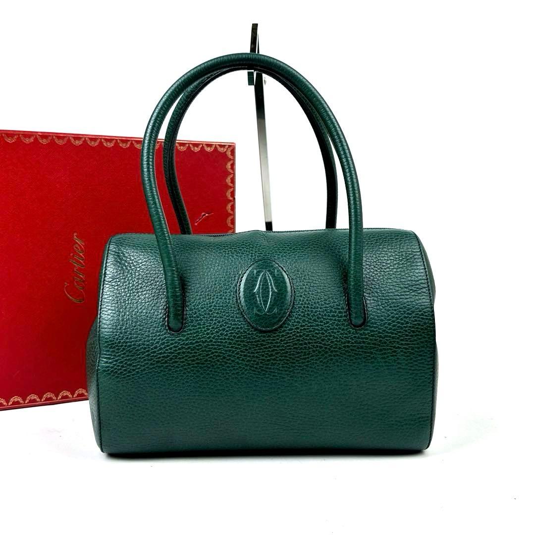 ねこたい カルティエ マストライン ハンドバッグ ゴールド金具 裏地総柄 MUST DE CARTIER 新品同様 カルティエ ハンドバッグ マストライン