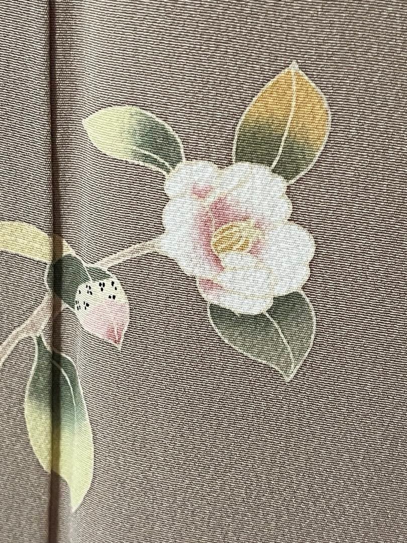 訪問着】京加賀友禅 松本健一 優美な手描き友禅 亜麻色 ＋ 身幅直し