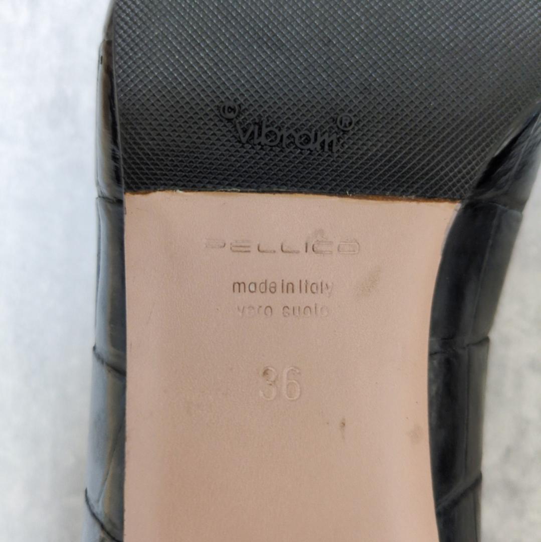 美品】PELLICO フラットシューズ クロコ ソフト Vカット レザー 36