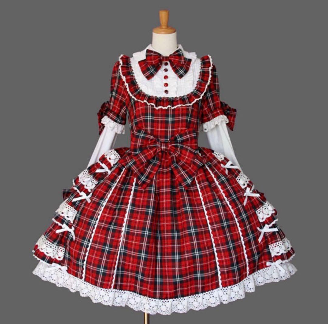 おまけ付き　アンドロミオ　タータンチェック ワンピース　赤 アンドロミオ♡タータンチェックワンピース♡ANDROMEO - メルカリ