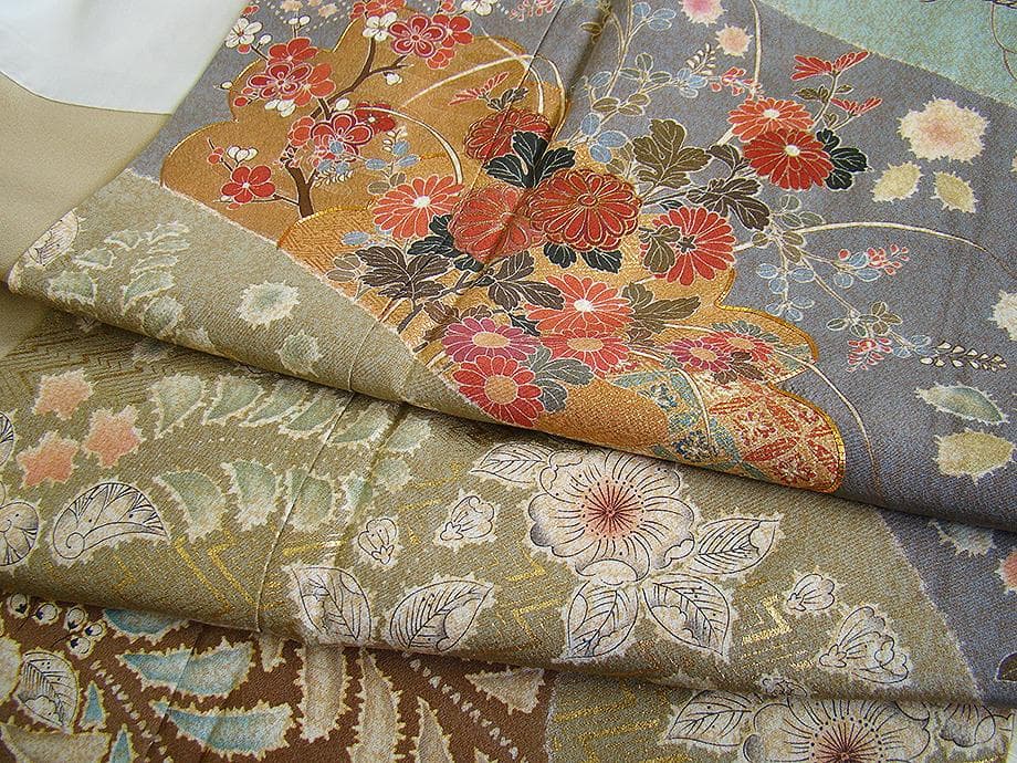 値下げ交渉OK！極上ちりめん地 辻が花 金彩染 訪問着 正絹 B941