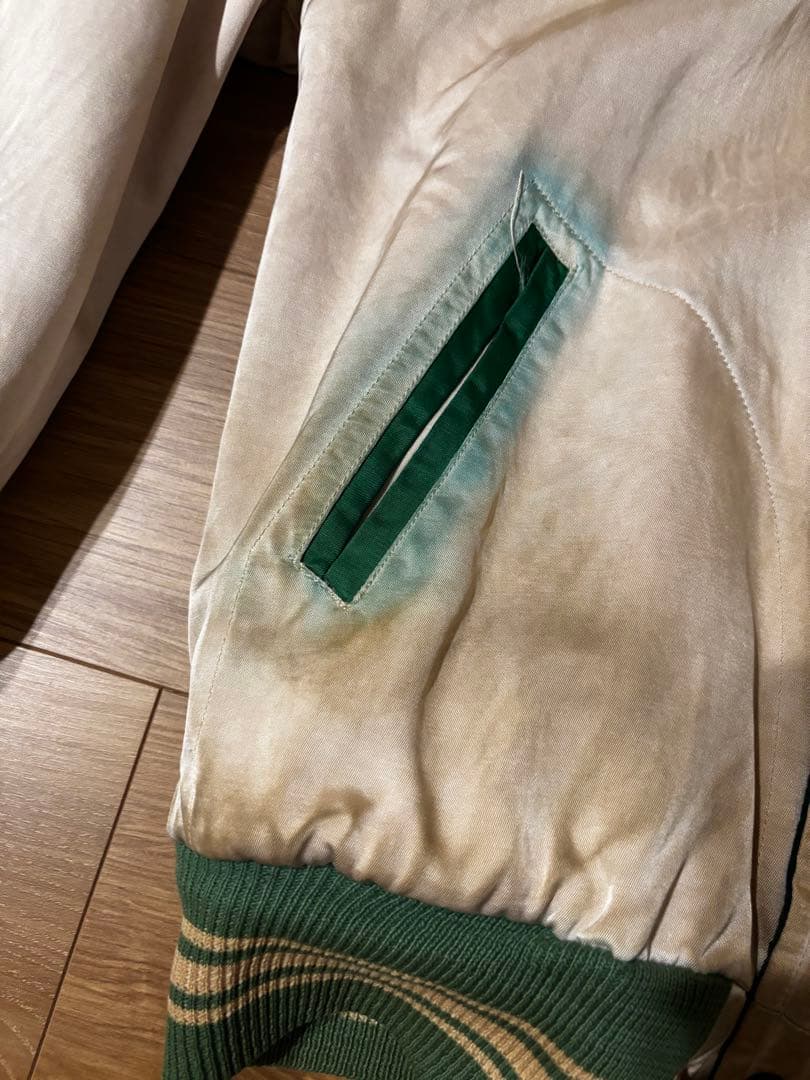 ビンテージ スタジャン リバーシブル チェーンステッチ ウール サテン