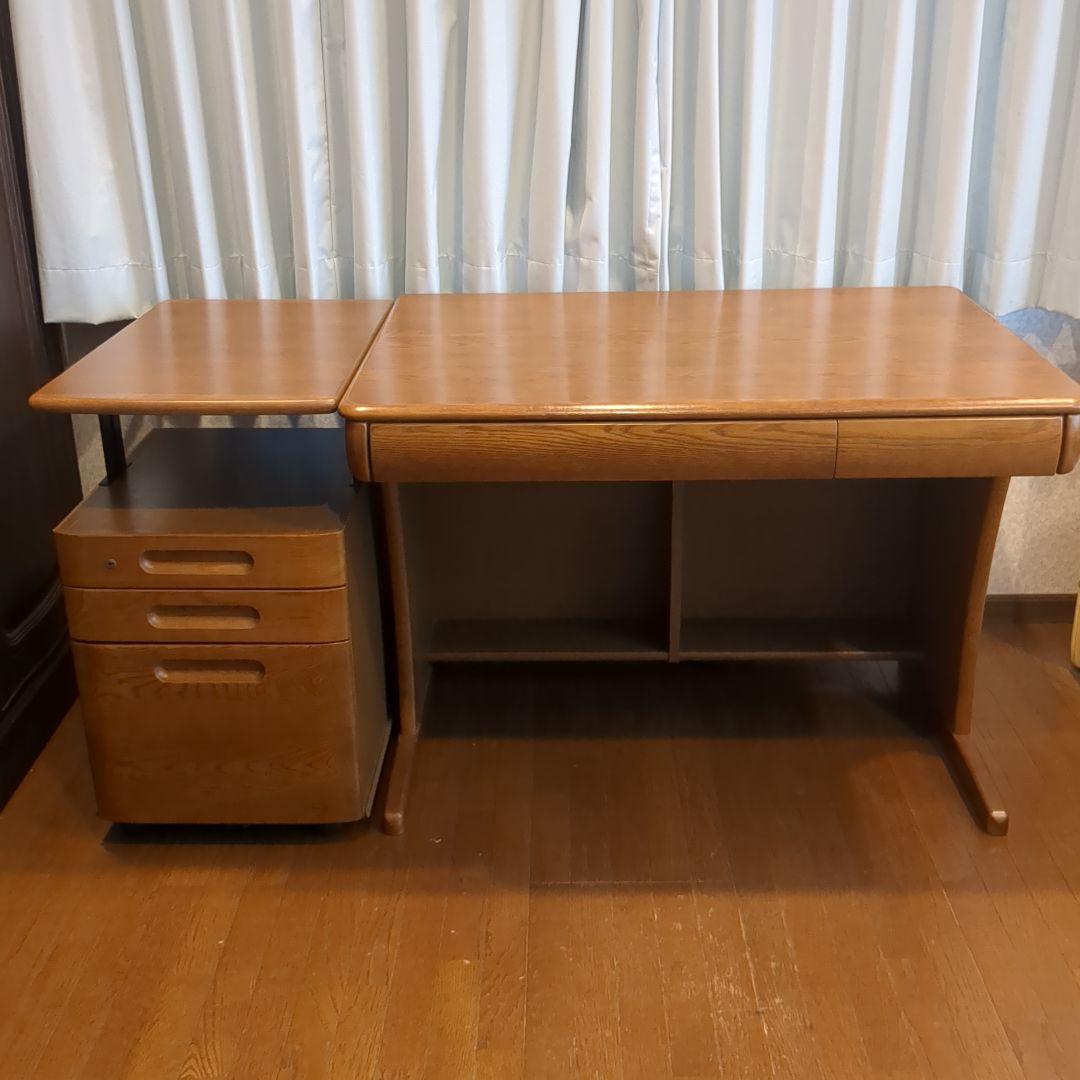 【単品購入OK】浜本工芸製　天板昇降式　３段引き出し付き袖机 天板昇降式の大容量収納ワゴン｜No.09デスクシリーズ｜製品一覧｜浜本