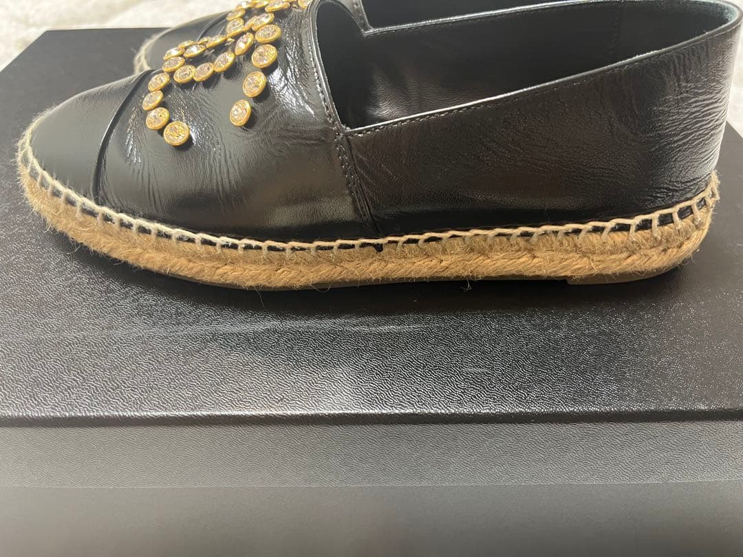 シャネル ラインストーン エスパドリーユ 36 黒 - メルカリ