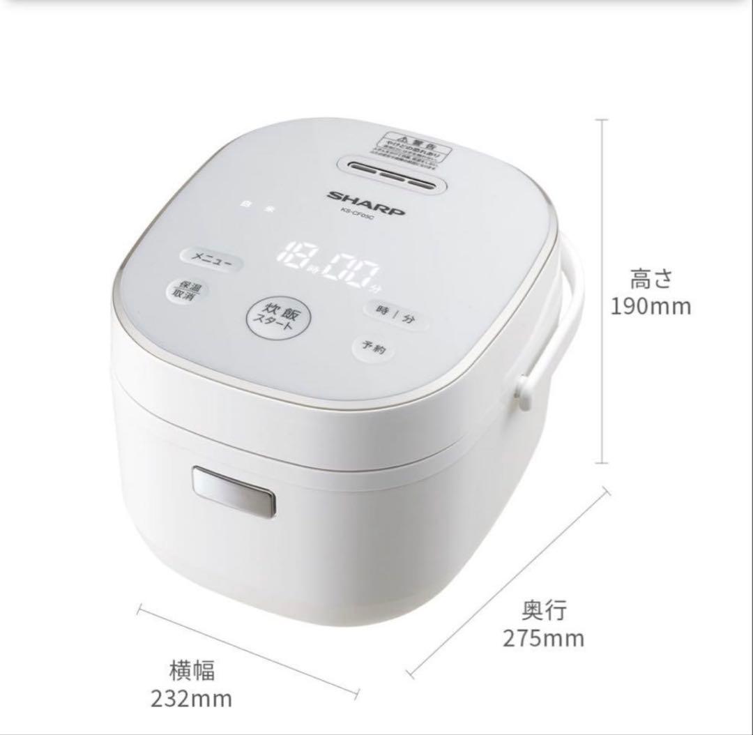 SHARP 炊飯器 ホワイト 190mm - メルカリ
