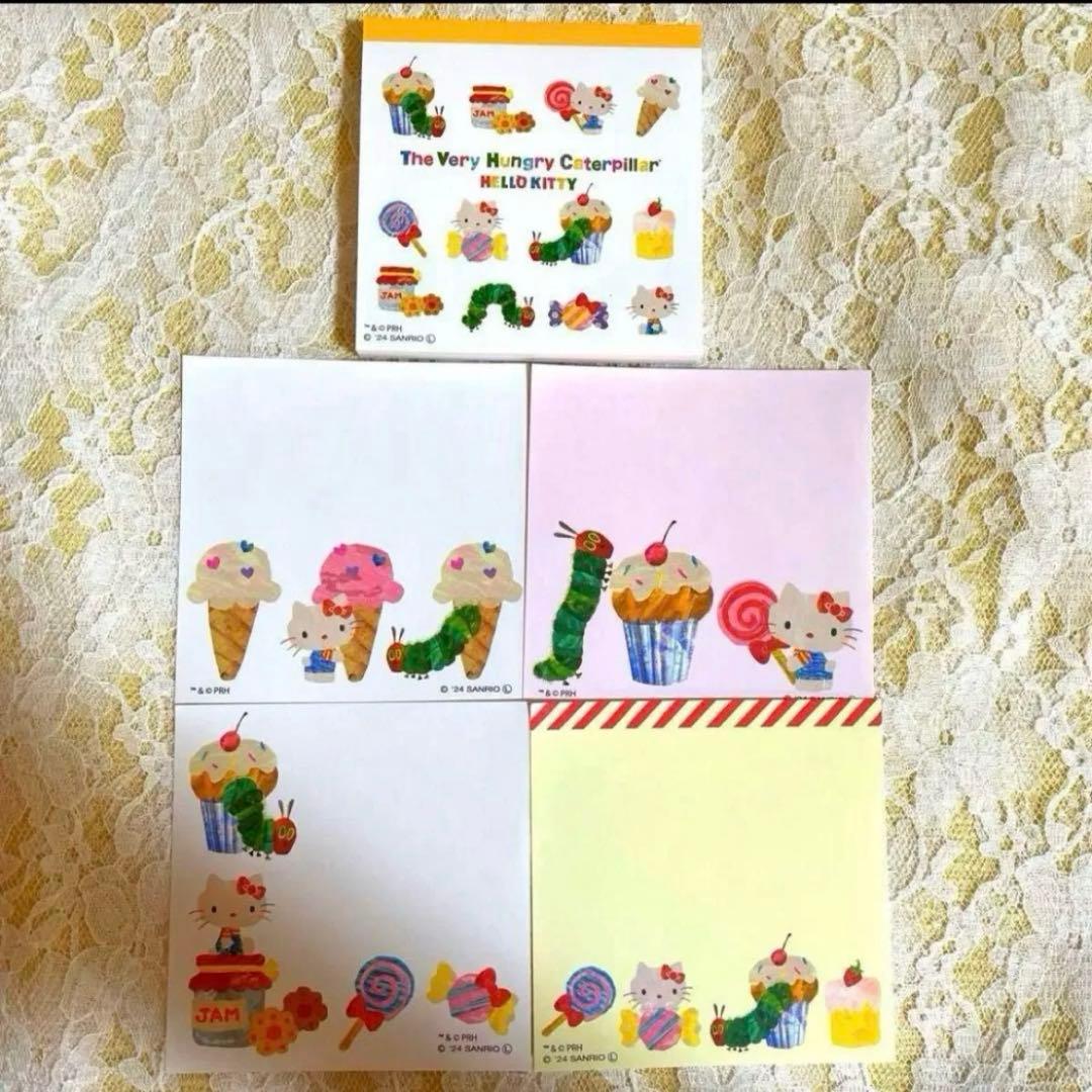 ✨新作✨ハローキティ×はらぺこあおむし スクエアメモ 32枚 おすそ分け