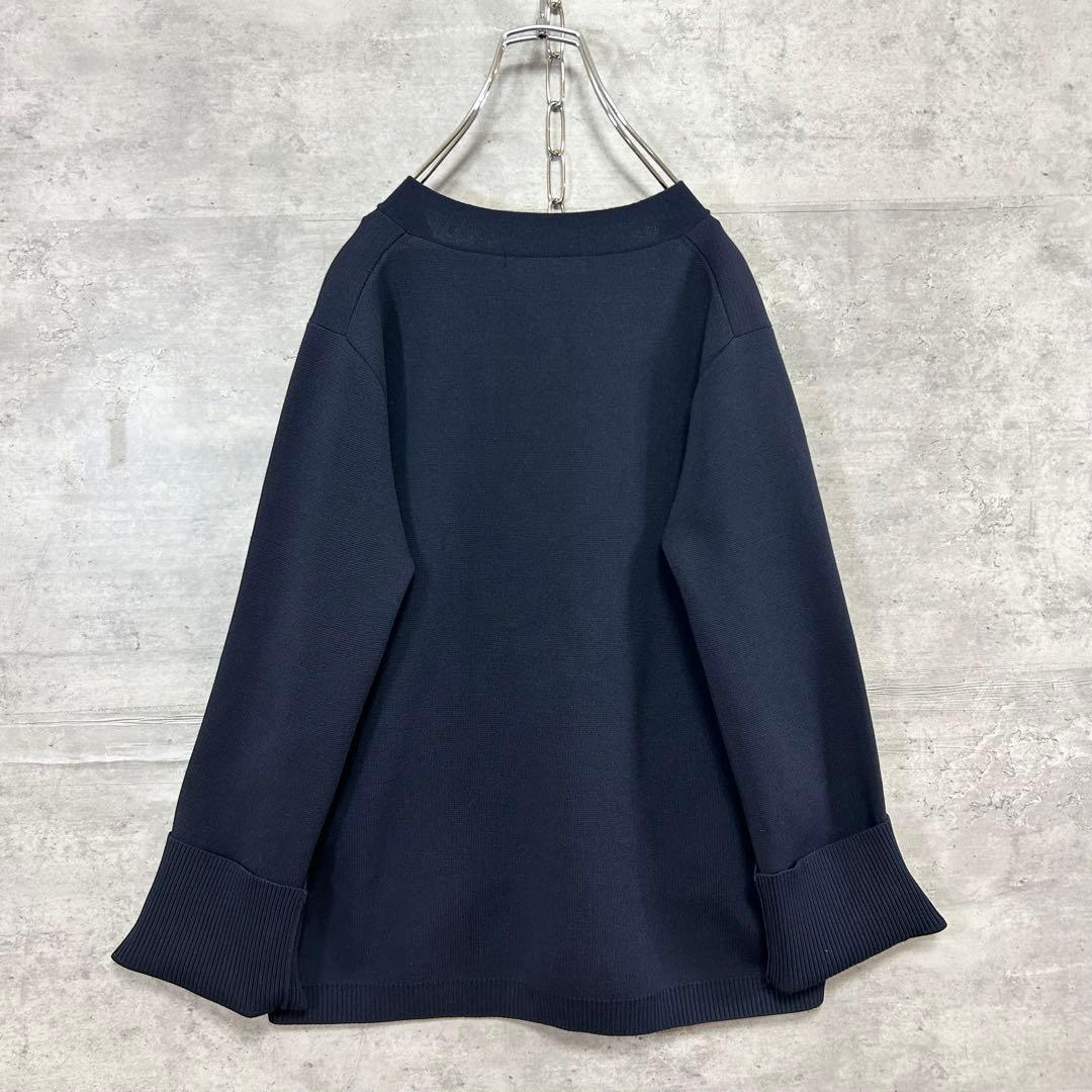 美品 NOBLE ミラノリブジャケットカーディガン F 金ボタン ネイビー