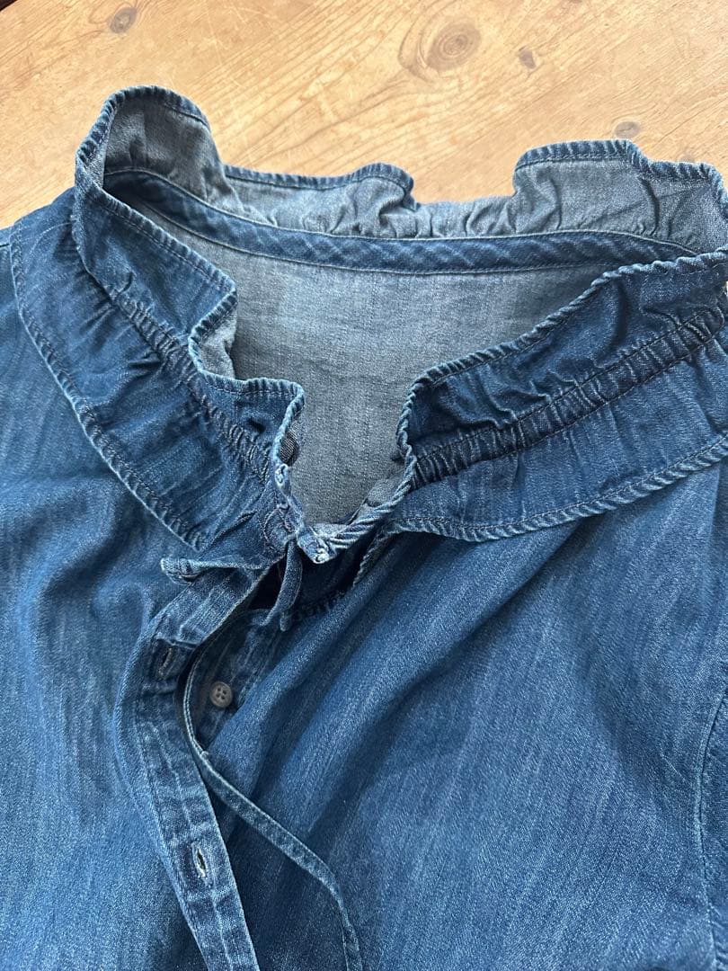 ノーリーズ Rie Miller リエミラー フリルギャザーデニムブラウス