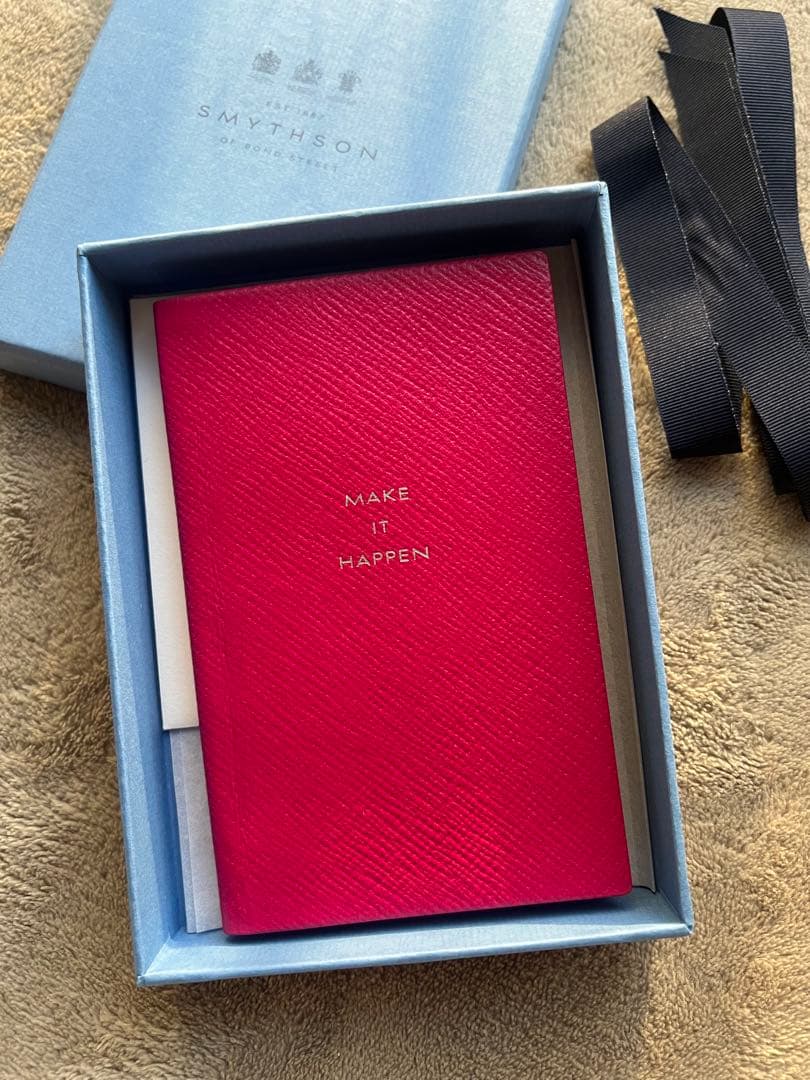 SMYTHSON パナマノート ピンク MAKE IT HAPPEN Make It Happen Panama Notebook in navy | Smythson