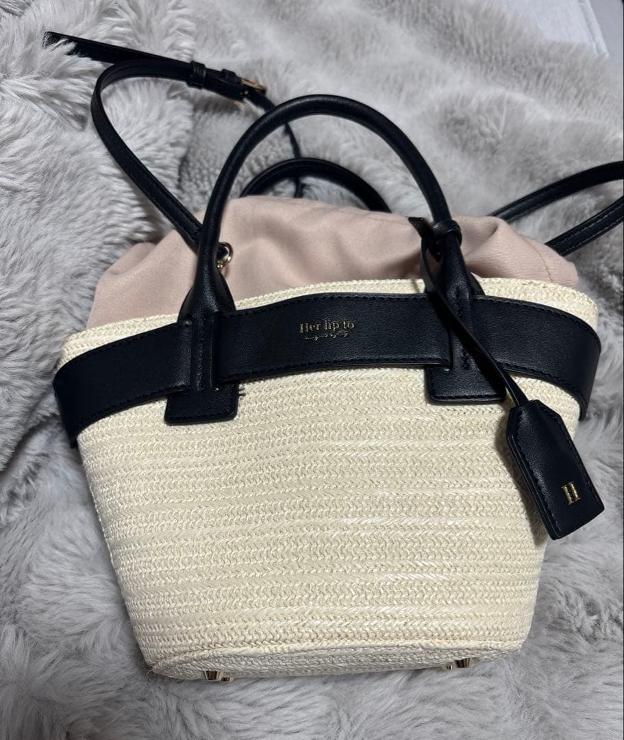herlipto かごバッグ Palma Mini Tote Bag ブラック Palma Mini Tote Bag// ミニトートバッグから マルチに使いやすい