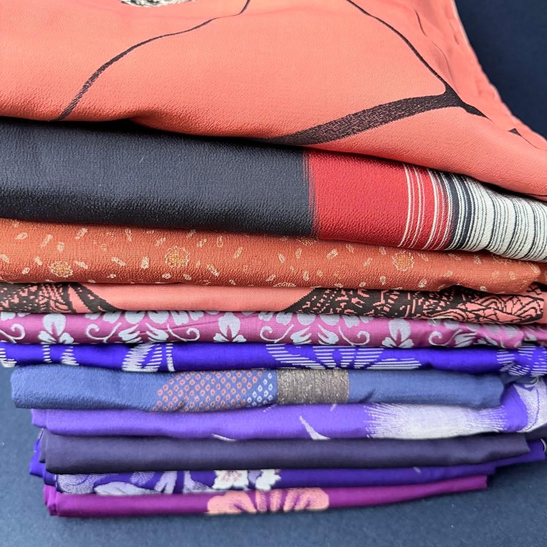 J-46アンティーク着物お召いろいろ9枚羽織2枚おまとめ売り材料正絹