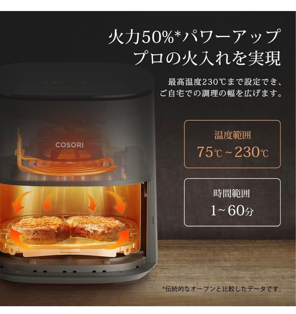 【COSORI】ノンフライヤー 4.7L 大容量 家庭用 最高温230℃