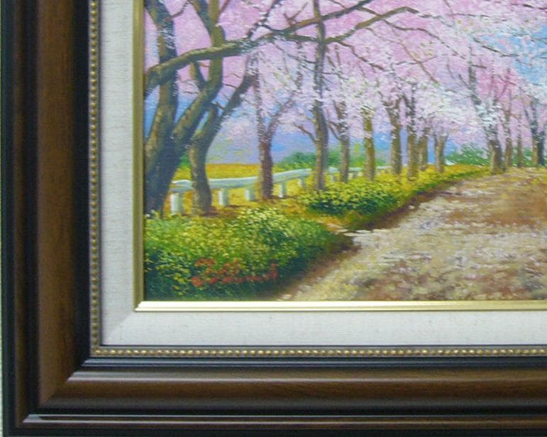 竹内敏彦 絵画 油絵 肉筆油絵 風景画 桜並木 F6 - メルカリ