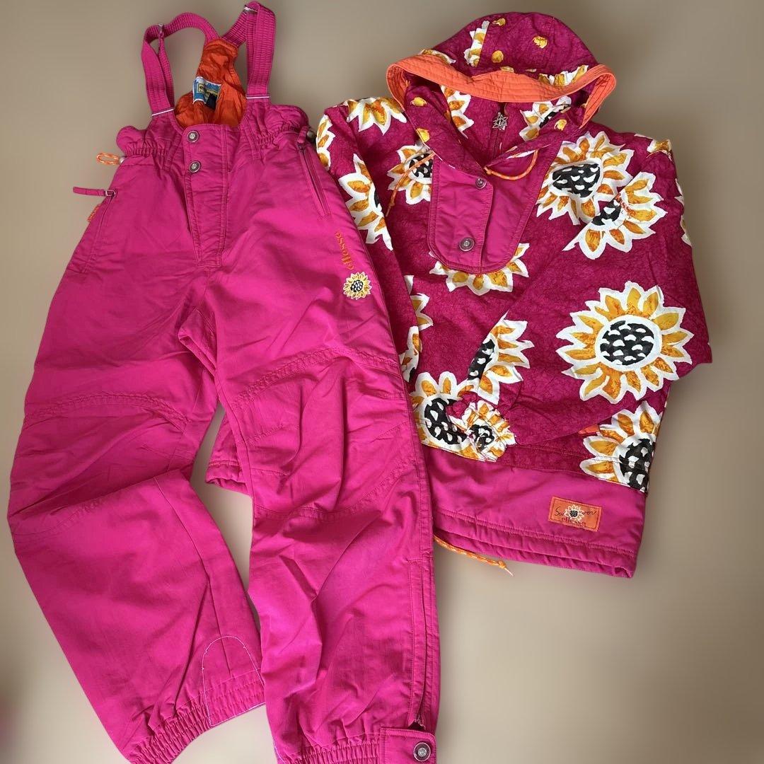 エレッセ　スキーウェア 女性用 ピンク ひまわり柄 美品 エレッセ スキーウェア 【M】 ジャケット スノボ 花柄 ひまわり