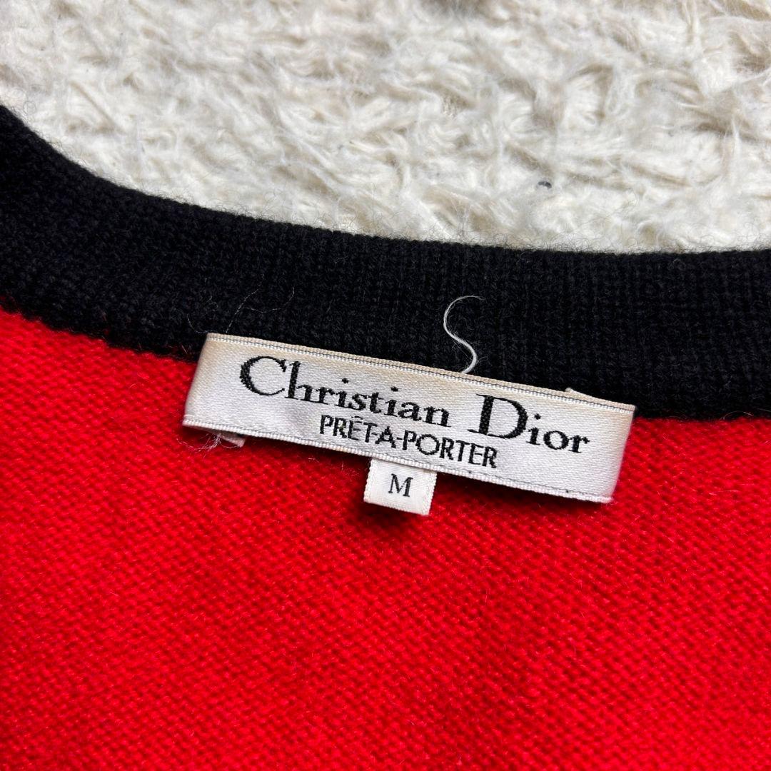 希少】ディオール ヴィンテージ パール ボタン ウール カーディガン レッド