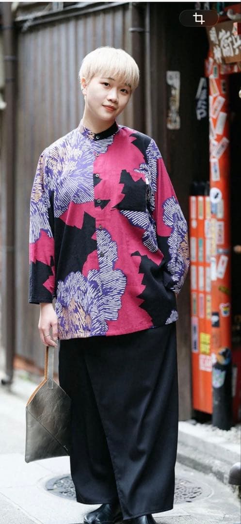 1回着　おしゃれなシャツジャケット　ソウソウ　薙刀長草衣　芍薬　灯火 net限定】梳毛阿弥（そもうあみ） 衿巻薙刀長方形衣（えりまきなぎなた