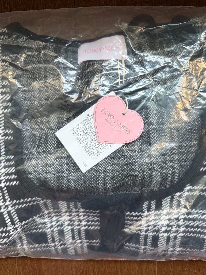 新品タグ付き】honey mewチェックリボンドッキングワンピース