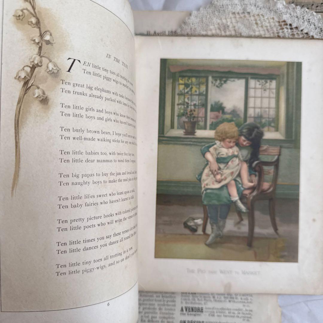 稀少1886年 美しいアンティーク絵本ヴィクトリアン洋書ジャンク