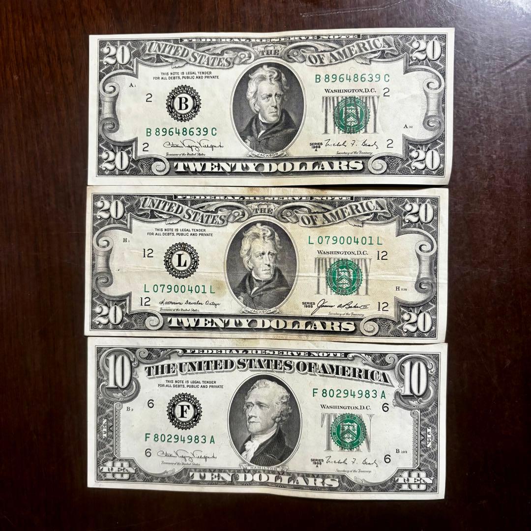 アメリカ旧ドル札20ドル 10ドル ピン札 未使用 - メルカリ