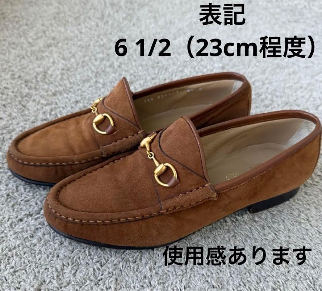 GUCCI ビットローファー スエード ブラウンキャメル 61/2 23cm - メルカリ