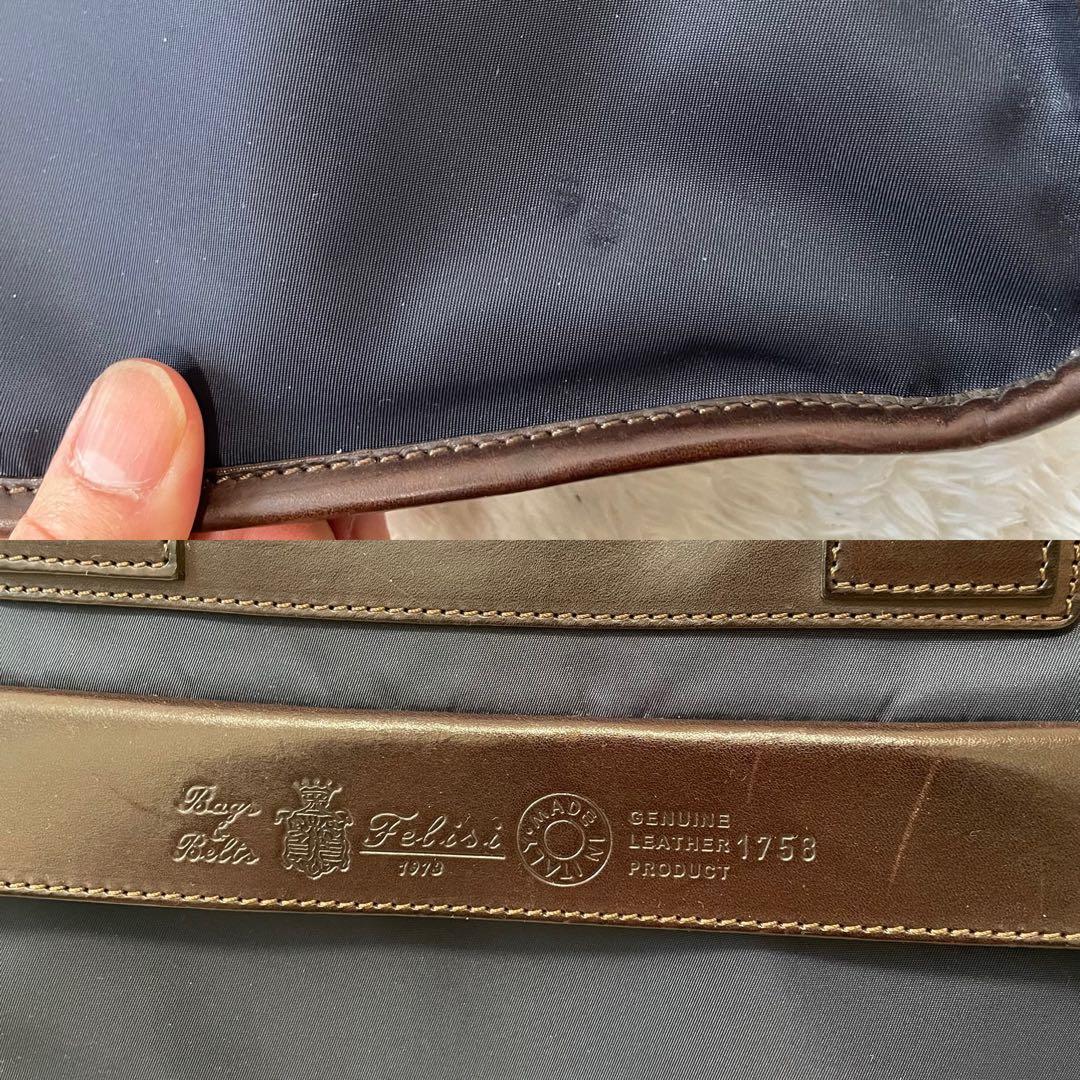 良品 フェリージ ビジネスバッグ1758 ネイビー✕ブラウン - メルカリ