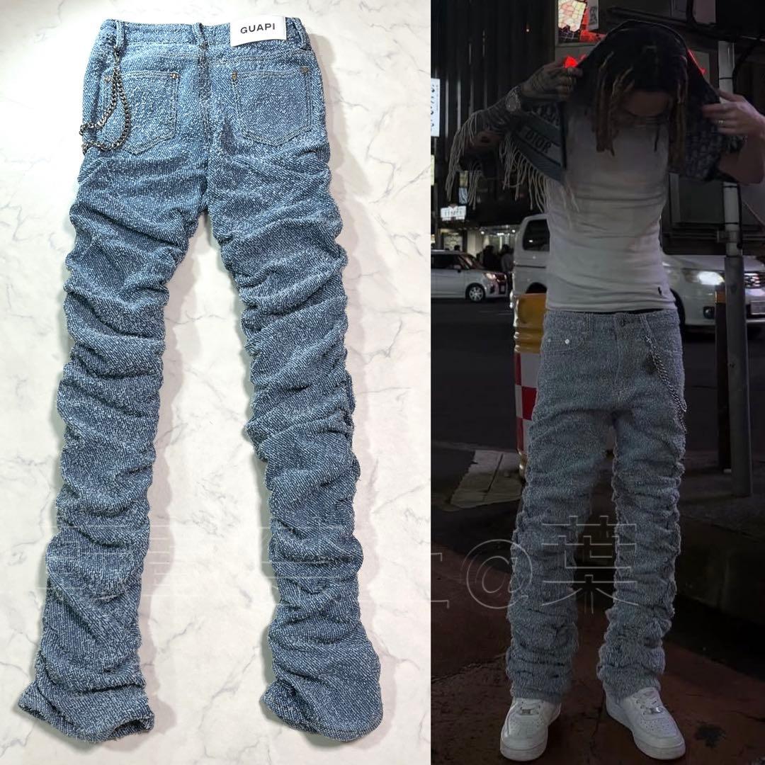 グアピ GUAPI スカイブルー スーパースタックデニム 新品 チェーン付