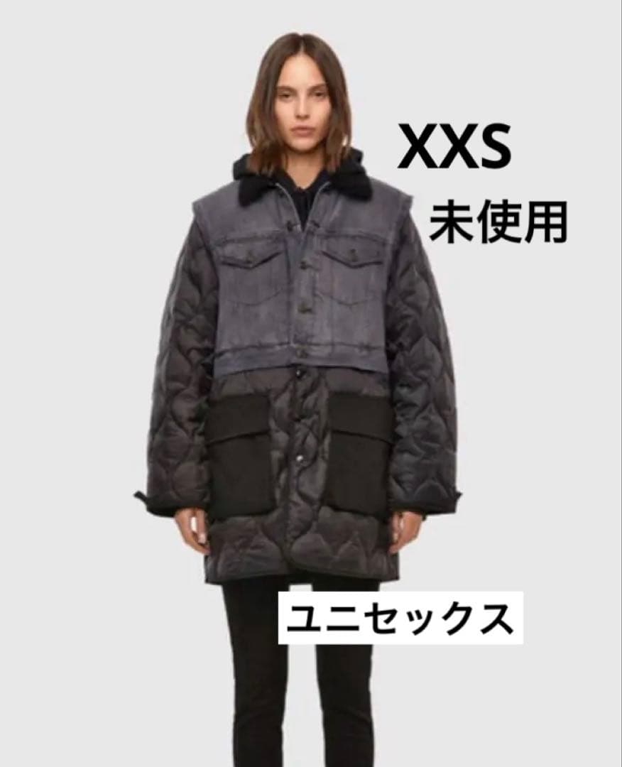 タグ付き】ディーゼル 2way デニム 切替 キルティング ロング コート