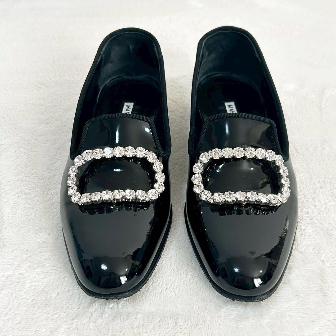 マノロブラニク オペラシューズ ローファー 35 エナメル パテント 保存