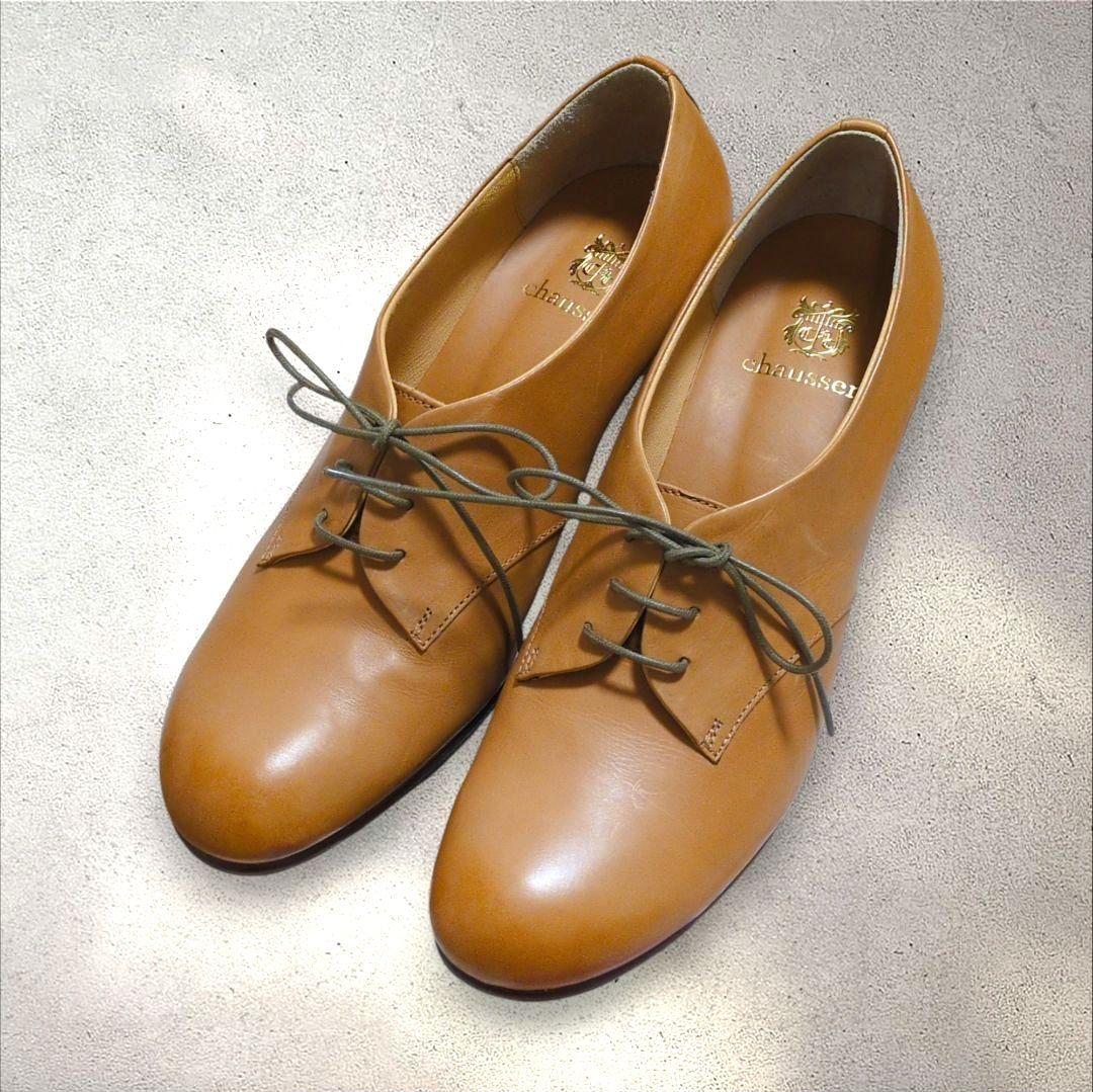 未使用☆chausser　ショセ　レースアップパンプス　レザーシューズ　日本製 chausser（ショセ） レースアップパンプス C-2185 靴通販 shoes