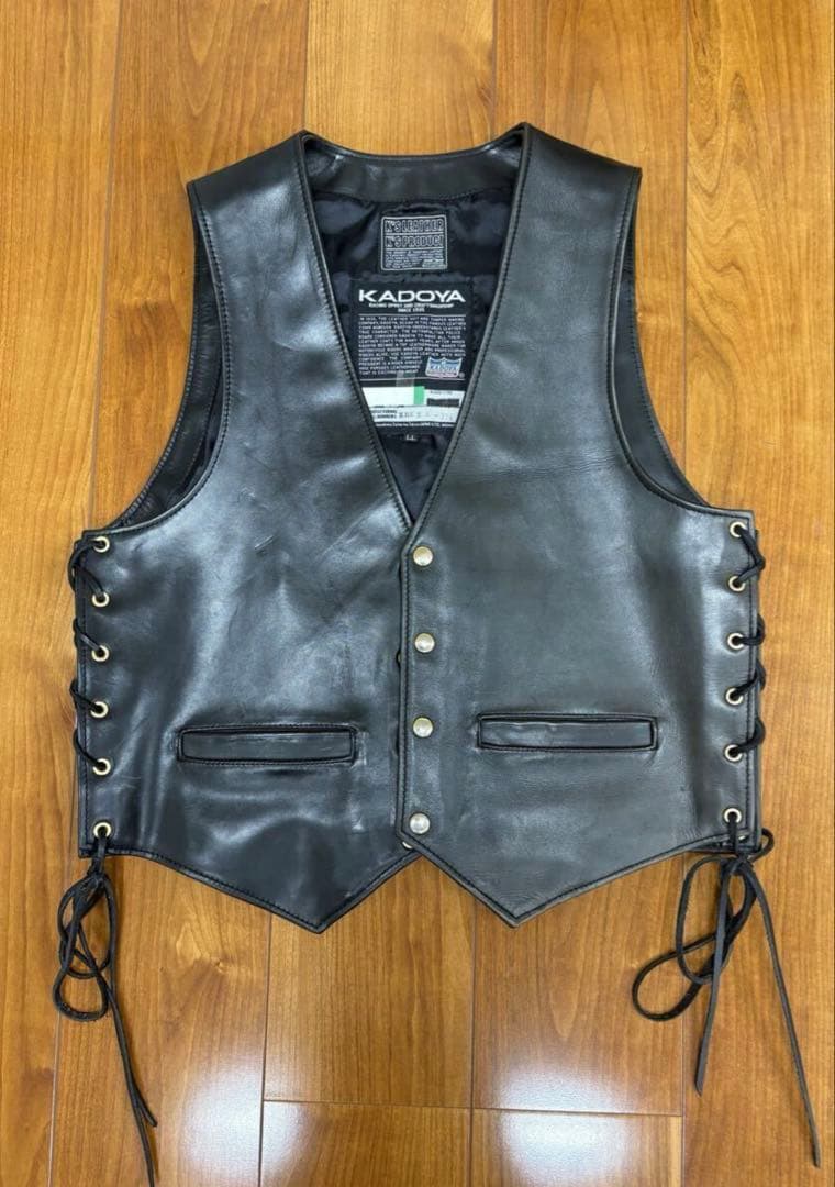 KADOYA ブラックレザーベスト 新品】KADOYA ブラック レザー ベスト ジッパー 黒 カドヤ - メルカリ