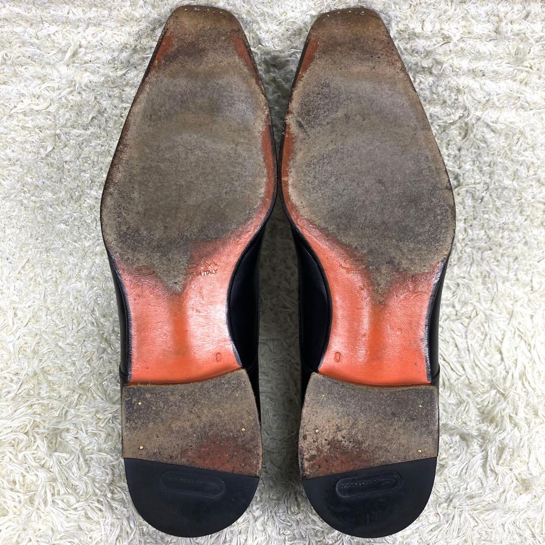 美品』Santoni ダブルモンクストラップ ストレートチップ メダリオン